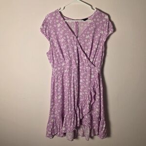 Y2K J.Crew Floral Lavender Cottagecore Ruffle Midi Dress Size 14